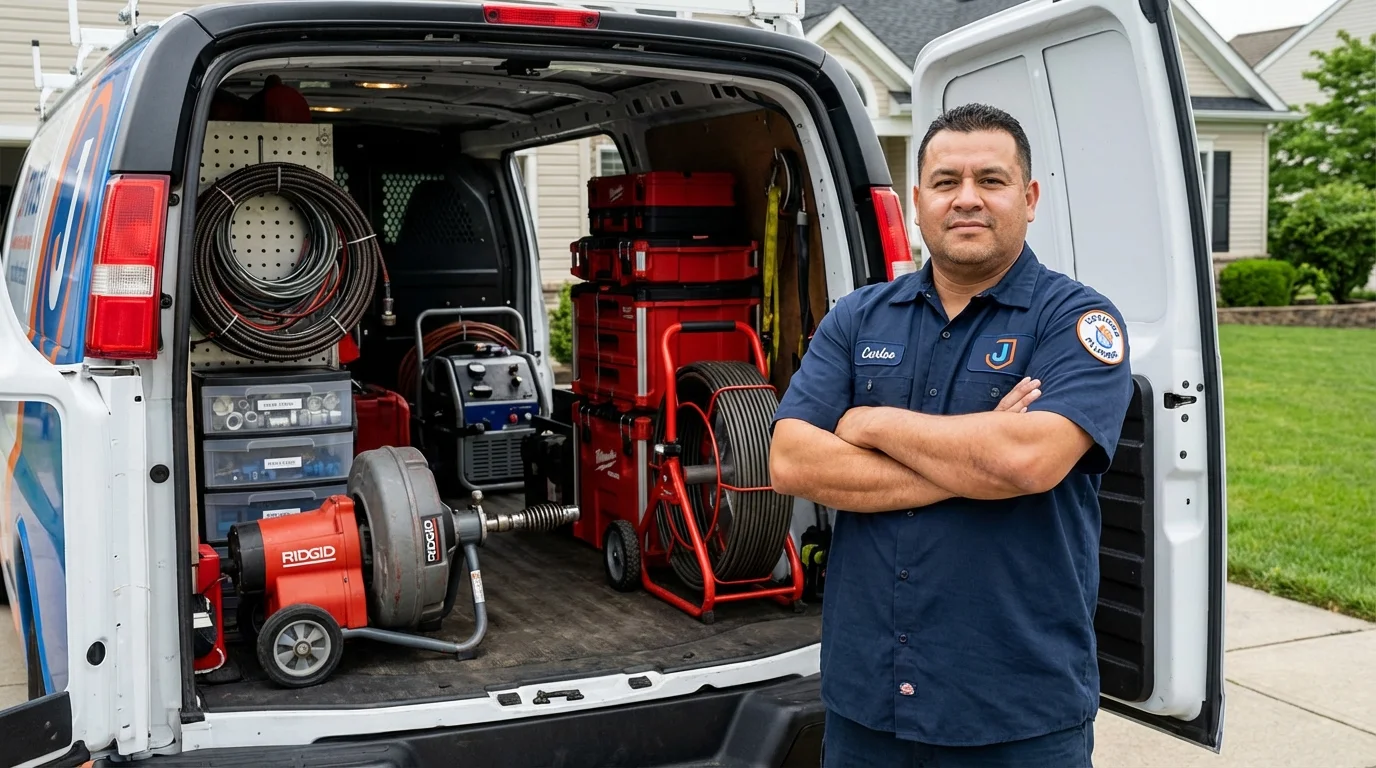 Professional drain cleaning equipment and Johns Plumbing LLC plumber in Millbrook