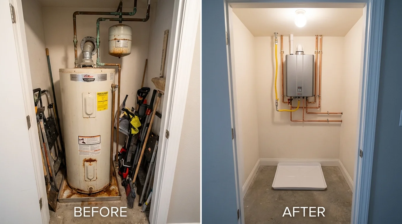 Tank water heater versus wall-mounted tankless unit comparison for Millbrook, NY homeowners