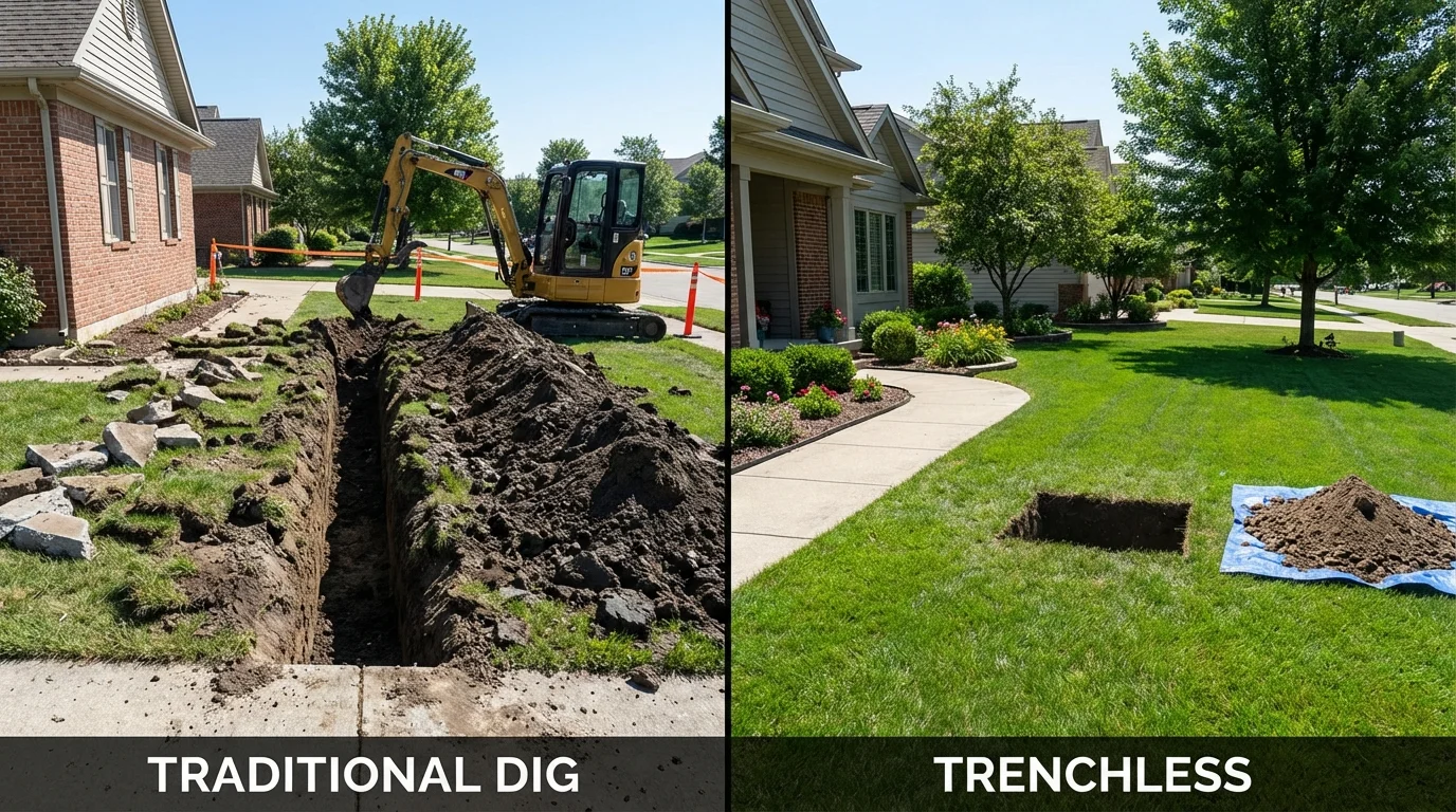 Trenchless sewer repair with minimal yard damage versus traditional excavation in Millbrook, NY